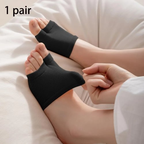 Onzichtbare sokken voor teenslippers (1 paar) — zwart, halfvoet, dun, ademend, antislip, met teen-scheiding, unisex