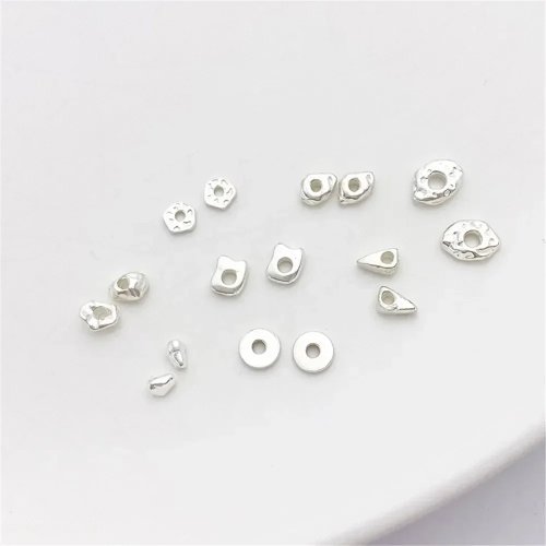 S925 Sterlingsilber Spacer-Perlen, unregelmäßige Sonderform – lose Perlen für DIY-Armbänder