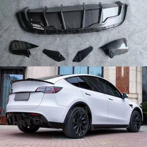 テスラ Model Y（2021年〜）用 カーボン製 リアディフューザー／リアバンパーリップ・スポイラー（ボディキット）
