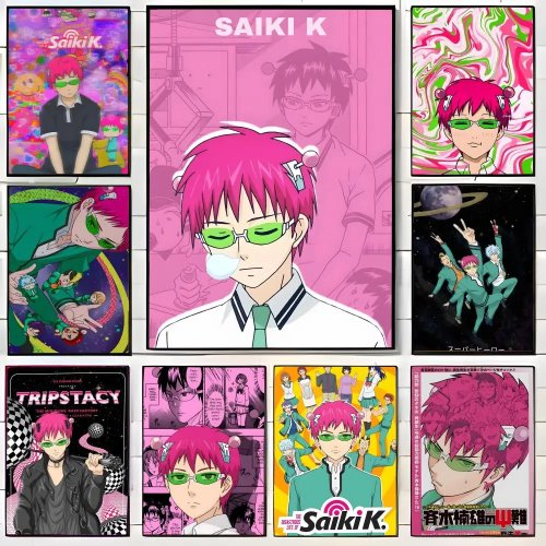 Saiki K Poster - Ungerahmter Wandkunst-Druck, Anime Wanddeko Geschenk