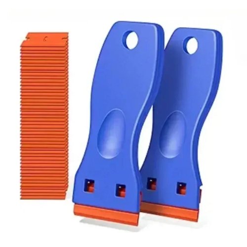 Car Window Sticker & Glue Remover — Plastic Razor Scraper, 1 set