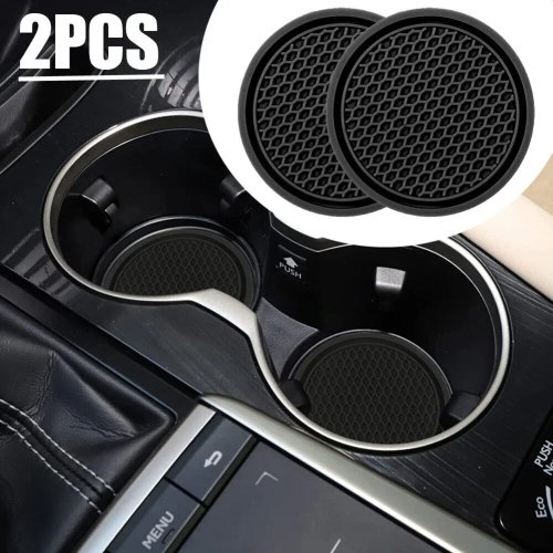 Pack de 2 insertos antideslizantes negros para portavasos de coche — bases para interior de automóvil