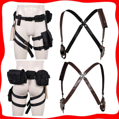 Cinghie e Borse Cosplay Resident Evil 4 Leon S. Kennedy - Imbracatura in Pelle per Costume Halloween Uomo