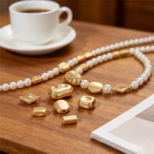 Perle distanziali in ottone placcato oro 14K imitazione barocca irregolare - DIY bracciale collana accessori per gioielli