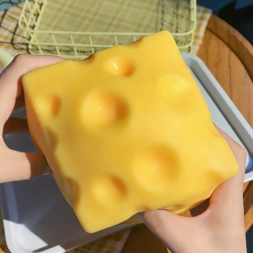 Squishy gigante a forma di formaggio - palla anti-stress extra large a lento ritorno, giocattolo fidget modellabile per ansia, esercizio tattile per le mani, regalo antistress per bambini e adulti (ADHD/Autismo)