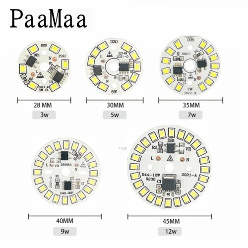 Chip LED SMD 2835 bulat 3W/5W/7W/9W/12W/15W/18W AC 220V untuk lampu dan spotlight