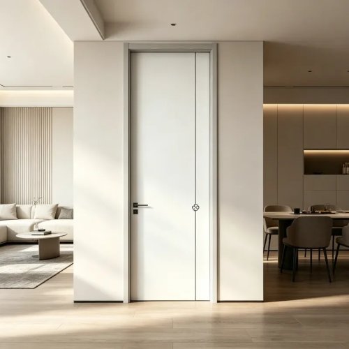 Puerta para recámara moderna y sencilla de madera compuesta con cristal de carbono, silenciosa, sin laca, para interior