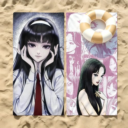 Junji Ito „Tomie“ Strand- und Sporthandtuch – Badetuch für Strand, Yoga, Pool und Fitnessstudio