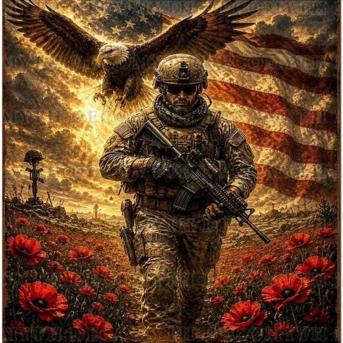 Cartel metálico Memorial Day - Decoración de pared vintage patriótica con águila americana para homenajear a veteranos
