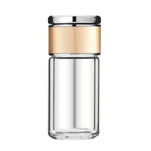 ขวดชา กระจกโบรอสิลิเกต ชั้นสูง แบบสองชั้น พร้อมที่กรองชา (infuser) — ขวดน้ำ/ทัมเบลอร์