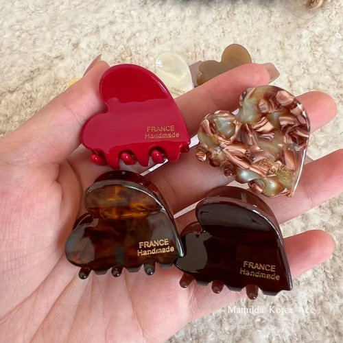 Fermacapelli a granchio 3,5 cm in acetato a forma di cuore - clip piccolo per donna e ragazze