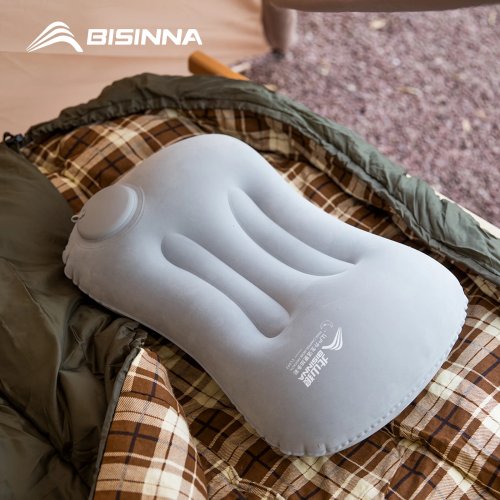 Almohada inflable BISINNA para camping — Almohada de aire ultraligera y portátil para soporte de cuello y zona lumbar