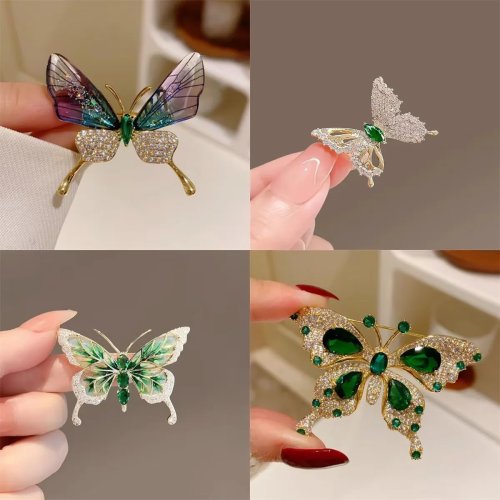 Broche de mariposa de lujo, Alfiler de flor en el pecho exquisito, Regalo de joyería para damas, Accesorio para ropa o mochila de fiesta de cumpleaños, Accesorio de traje