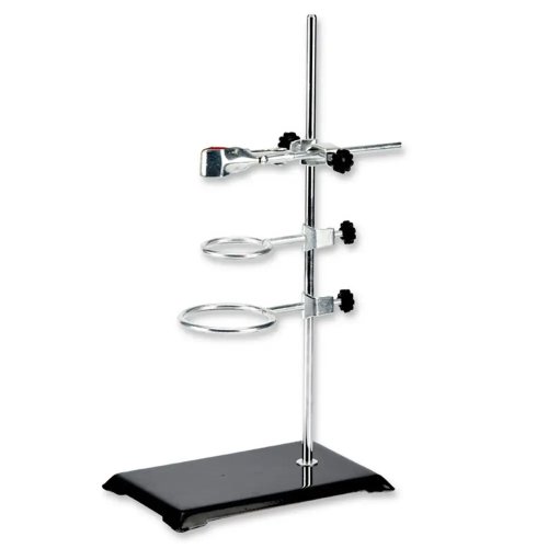 Laborstativ-Set, Stahlstange 16" mit Gusseisenfuß, Bürettenklemme und Kolbenring