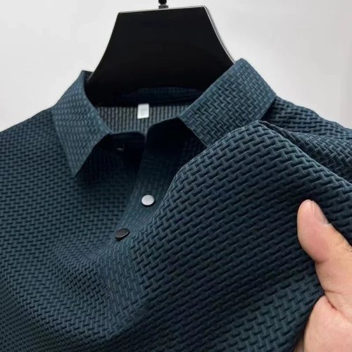Kemeja Polo Pria Lengan Pendek Kasual Bisnis, Warna Solid, Nyaman, Atasan Musim Panas