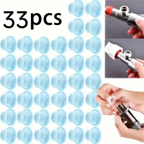 Набор 33 силиконовых уплотнительных шайб для крана с лентой PTFE — герметичные, водонепроницаемые, прочные запасные шайбы для ванной/раковины
