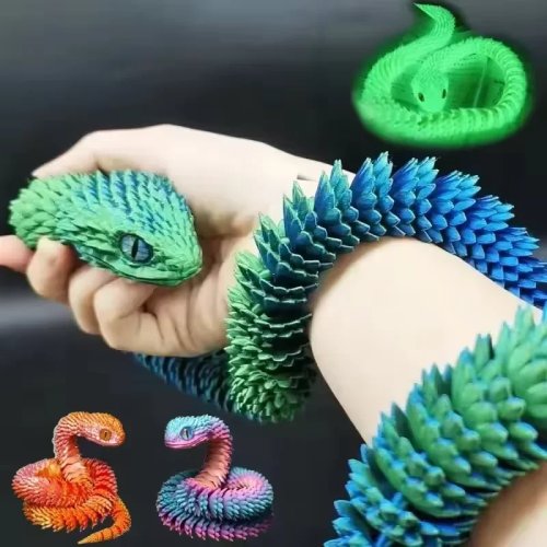 3D Printed Snake Movable Joint Fidget Toy - Realistic Simulation Snake Figurine, Office Desktop Ornament, Christmas Gift