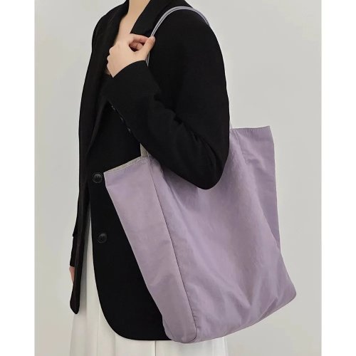 Borsa tote donna in nylon e pelle bovina, grande capacità, casual per lavoro