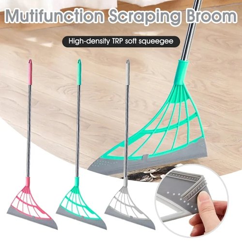 Silicone Squeegee Broom for Windows and Floors - Magic Wiper with Extension Handle for High Places, Household Cleaning Tool