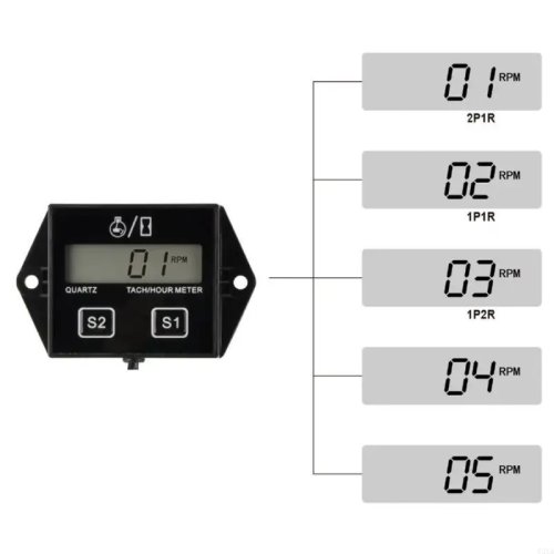 Tachometer Digital LCD + Penghitung Jam untuk Motor Balap