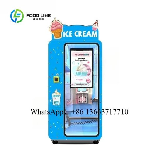 Mesin vending custom 24 jam untuk yogurt/soft serve dan smoothie, layanan mandiri, pembayaran QR