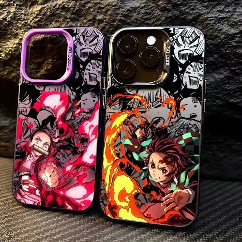 Demon Slayer (Kimetsu no Yaiba) matt stoßfeste Hülle für iPhone 17/17e/16/16e/15/14/13/12/11/X/XS/XR/Mini/Pro/Max/8/7/Plus