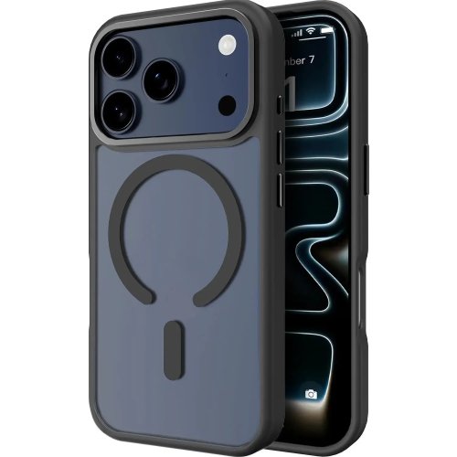 磁気対応 マット半透明 耐衝撃ケース iPhone 12〜17（Pro/Pro Max対応） 軍用規格の落下保護、ブラック