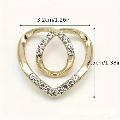 Fermaglio per sciarpa donna Doppio Cuore con strass – Anello antiscivolo per sciarpe e supporto per poncho