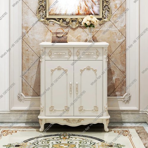 Tủ giày gỗ phong cách Bắc Âu có bánh xe — kệ giày đứng cao cấp cho phòng khách/khách sạn