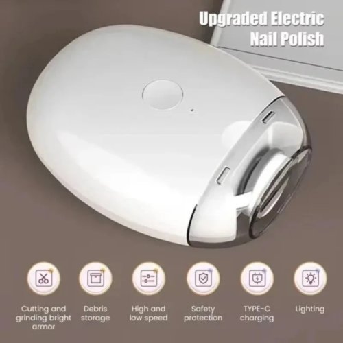 Máy mài móng tay điện sạc USB có đèn LED tích hợp, máy cắt móng tay chân tự động cho gia đình