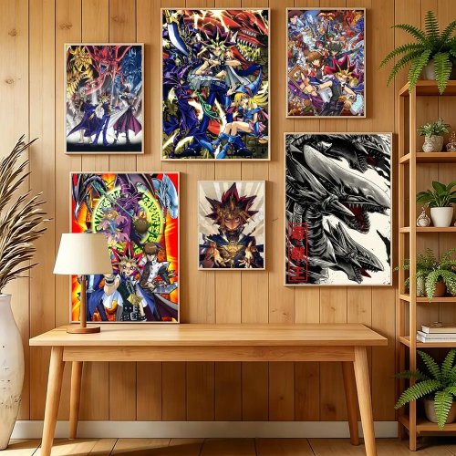 Sztuka ścienna na płótnie Anime Yu-Gi-Oh Obraz kaligrafii do dekoracji sypialni i salonu, Prezent do domu