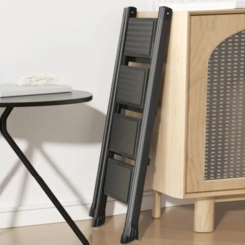 Escalera plegable capacidad 227 kg (500 lb), 2/3/4 peldaños, peldaños anchos antideslizantes, taburete/escalón multiusos para el hogar