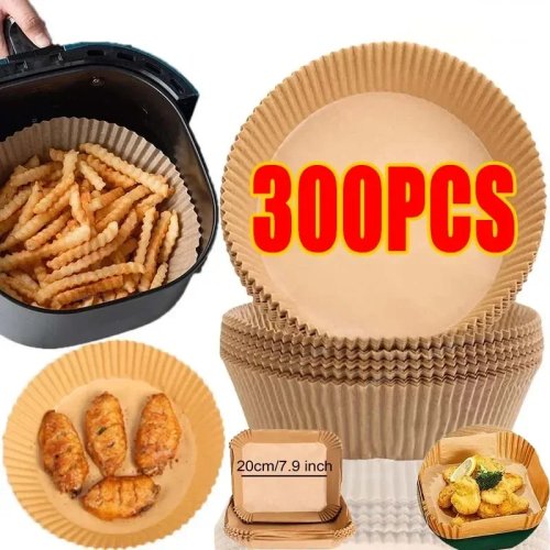 50/100PCS Air Fryer Disposable Paper Liners - Square/Round Baking Paper, Non-Stick Barbecue Mat, Oil Absorbing Paper for Kitchen Oven