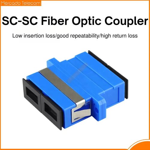 Adaptador de fibra óptica SC a SC, acoplador Simplex/Dúplex UPC, adaptador macho a hembra con brida para redes