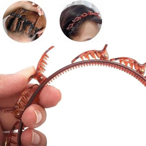 Bandolete dupla camada com clips — bandolete trançada antideslizante para mulher, moderna
