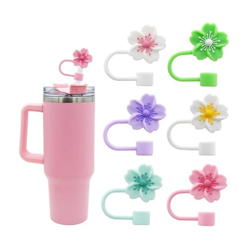 Nắp bọc ống hút silicon hình hoa cho bình Stanley 30/40 oz — phù hợp ống hút 10 mm (0,4 in)