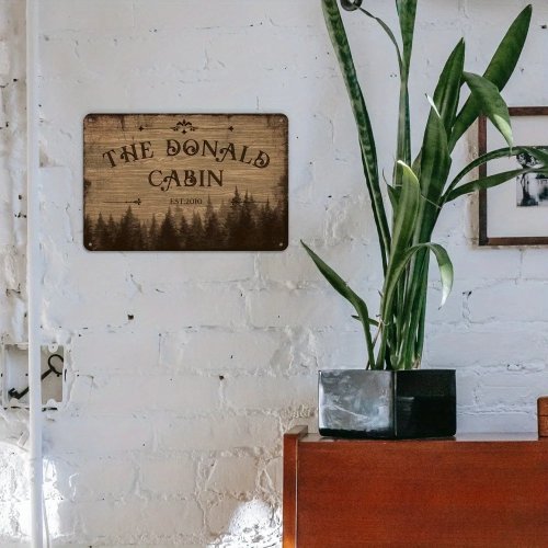 Personalisierbares Metallschild - Vintage Wandtafel mit Text 'Cabin Est 2010', 30,48×20,32 cm, Bauernhaus-Chalet-Deko