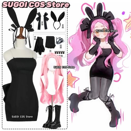 Váy cosplay nữ màu đen dáng A, phong cách thanh lịch — Hợp tác kỷ niệm 3 năm "Rabbit Cafe" của Alien Stage MIZI (SUGOI COS) — Trang phục Halloween