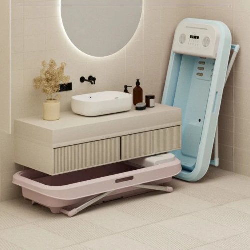 Tina plegable eléctrica portátil con calentador automático — para adultos y niños