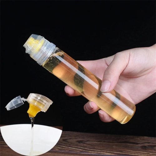 Frasco doseador descartável portátil de apertar para mel de viagem, tampa flip-top, acessórios de cozinha