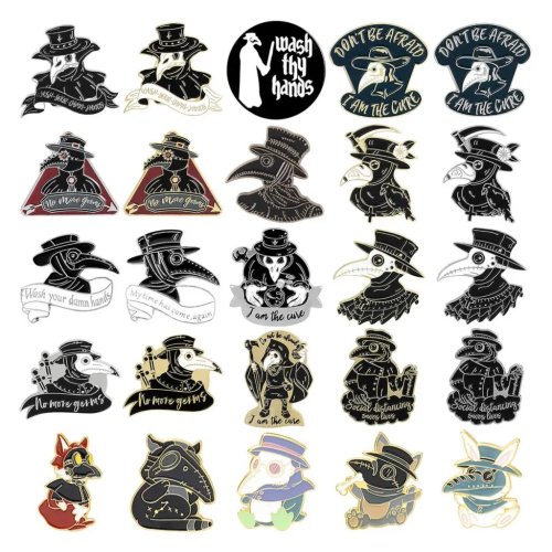 Broche insígnia cowboy em liga — corvo criativo / bico de médico da peste, alfinete de lapela
