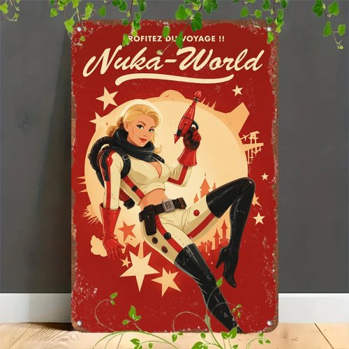 Ретро металева табличка 2D "Nuka-World" — плоска вінтажна жестяна вивіска для дому, гаража, кафе, бару та саду
