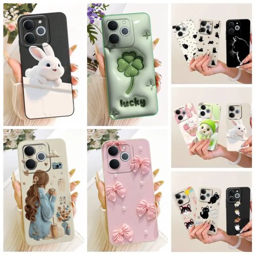 Hoesje voor Realme Note 70 / Note70 T / Narzo 80 Lite 4G, schattig klavertje, zachte siliconen