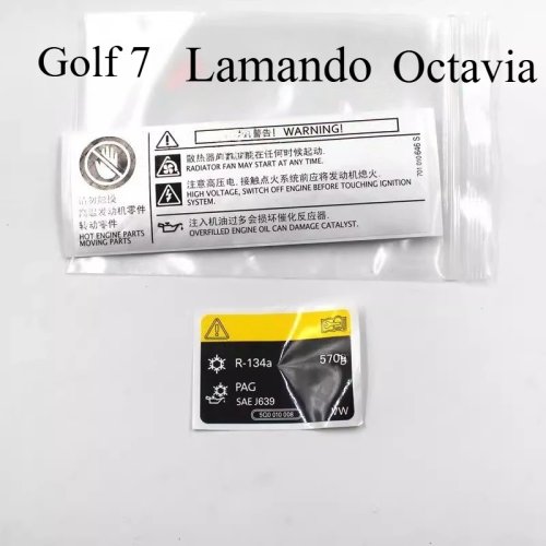 2 unidades autocolante de aviso para depósito do líquido de refrigeração VW Tiguan L / Lamando / Octavia