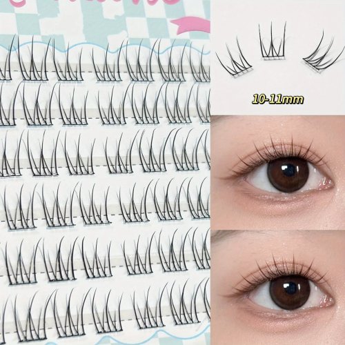 Mixiaohe グルーレスまつげ 48クラスター 10-13mm Cカール ナチュラルふわふわセグメントまつげ 初心者向け