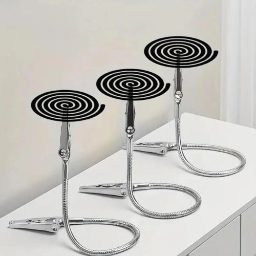 Clip portátil para espiral de mosquitos e incienso de doble extremo — soporte para espirales, pinza para fotos/etiquetas, admite espirales rotas
