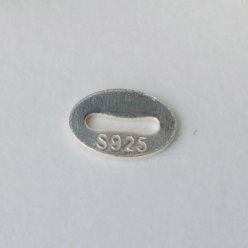 Solid 925 Sterling Silver Necklace with Oval Tag Connector Bead