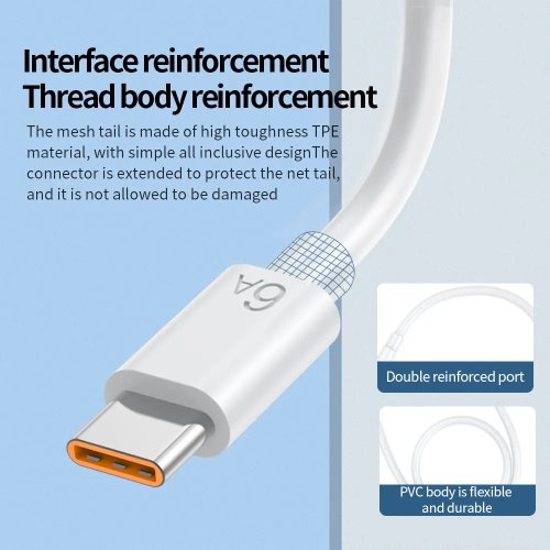 Cable USB‑C 6A con cargador de pared 67W — Cargador rápido PD para iPhone 15, Xiaomi, Huawei y todos los teléfonos USB‑C