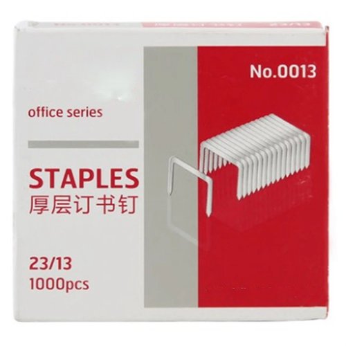 1000 pcs (1 kotak) Staples Heavy Duty No.0013 23/13 warna perak, isi ulang untuk kantor & sekolah