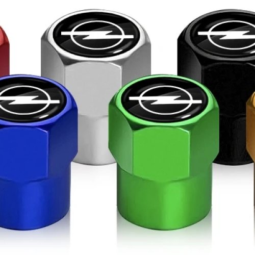 Set of 4 Metal Tire Valve Stem Caps — Fits Opel Astra, Antara, Zafira, Mokka-e, Corsa, Insignia, Vivaro — Car Accessories